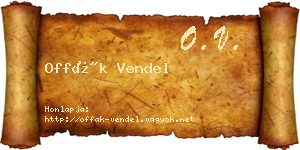 Offák Vendel névjegykártya